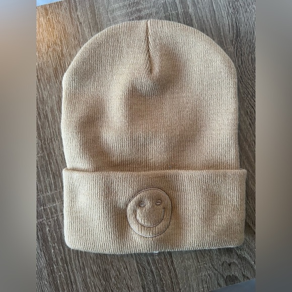 Accessories - Beige Knit Beanie with Smiley Detail